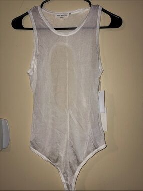 Good American White Sheer Tank Bodysuit